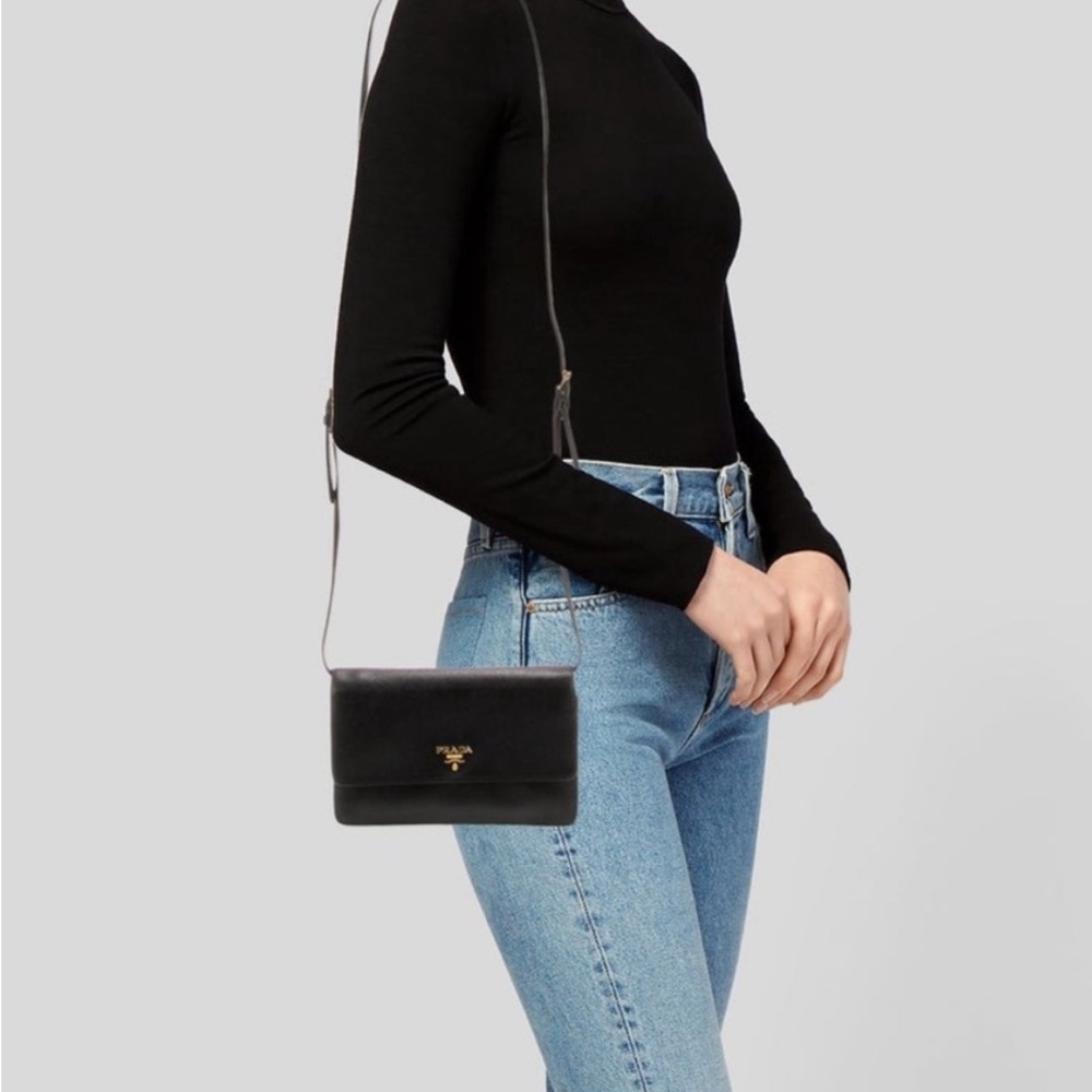 Prada Black Saffiano Lux Crossbody Bag